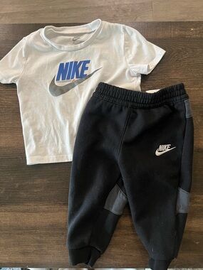 Nike Kids Black Sweat Joggers with White Tee